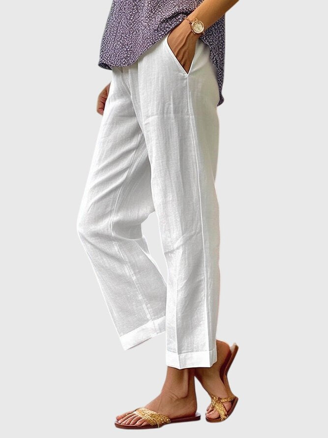 Women's Cropped Wide-Leg Trousers - White