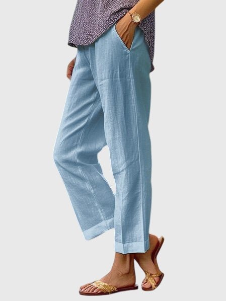 Women's Cropped Wide-Leg Trousers - Blue