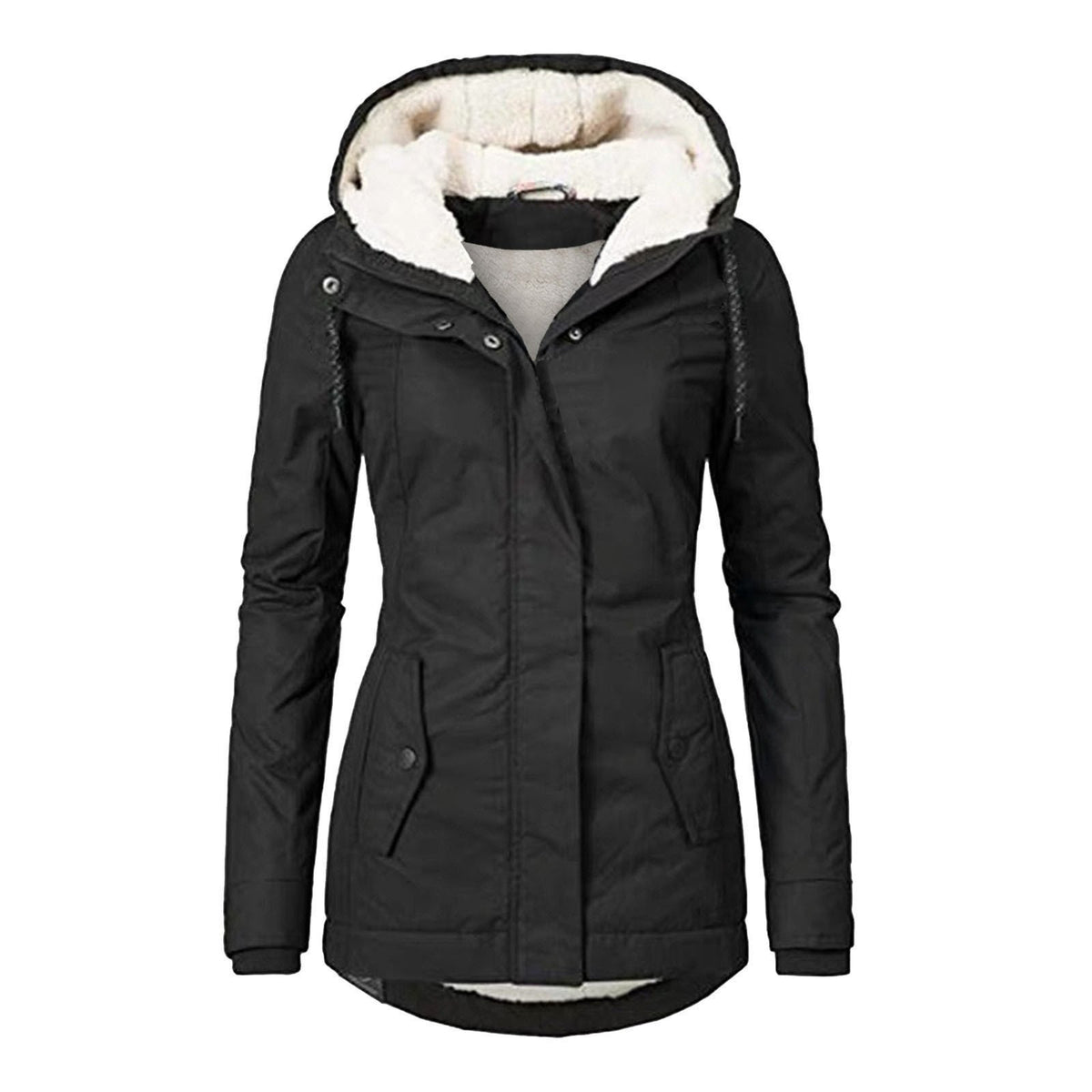 Women's Sherpa-Lined Hooded Parka - Black
