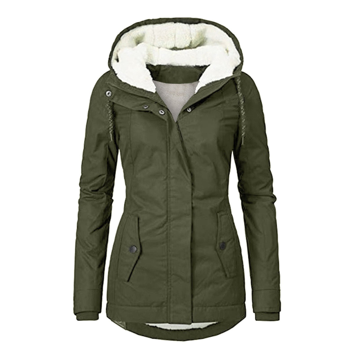 Women's Sherpa-Lined Hooded Parka - Army Green