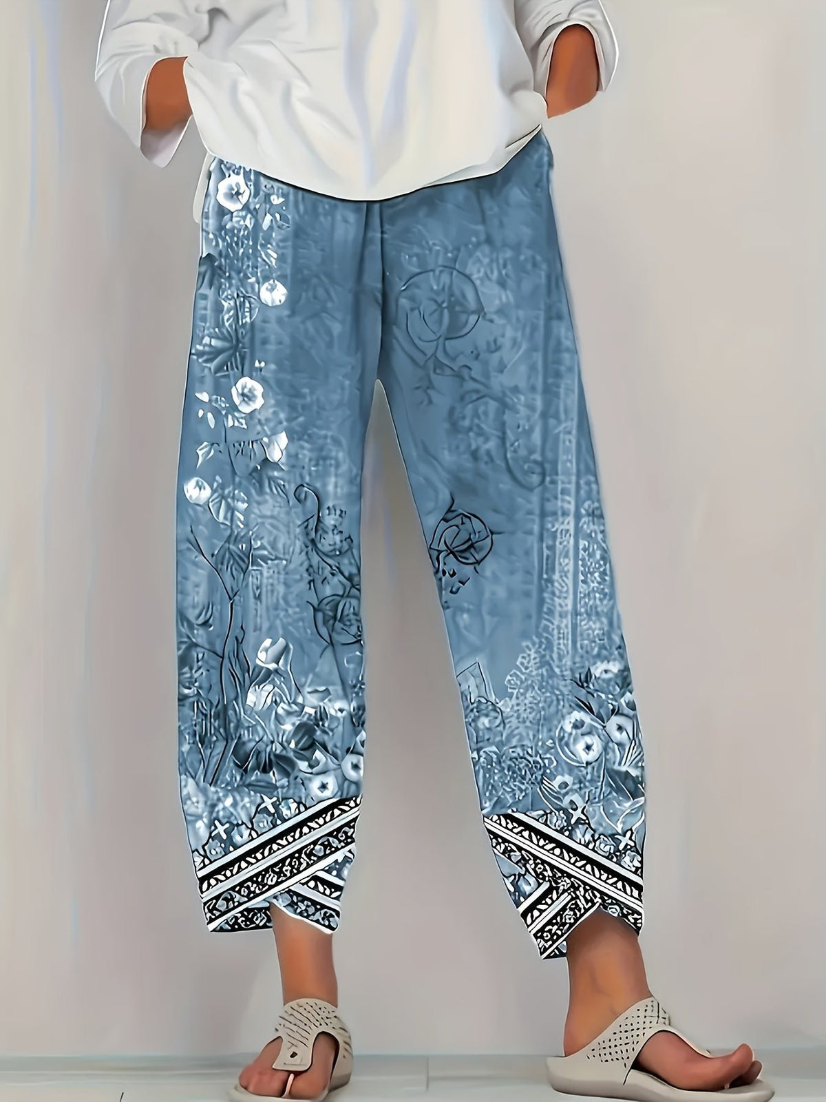 Women's Floral Wide-Leg Trousers