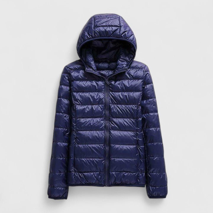 Women's Slim Puffer Jacket - Navy Blue