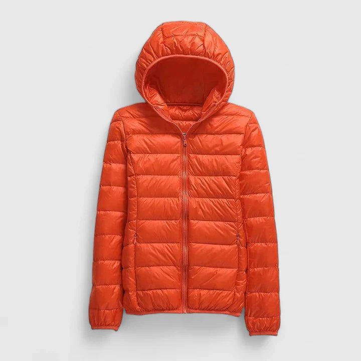 Women's Slim Puffer Jacket - Orange