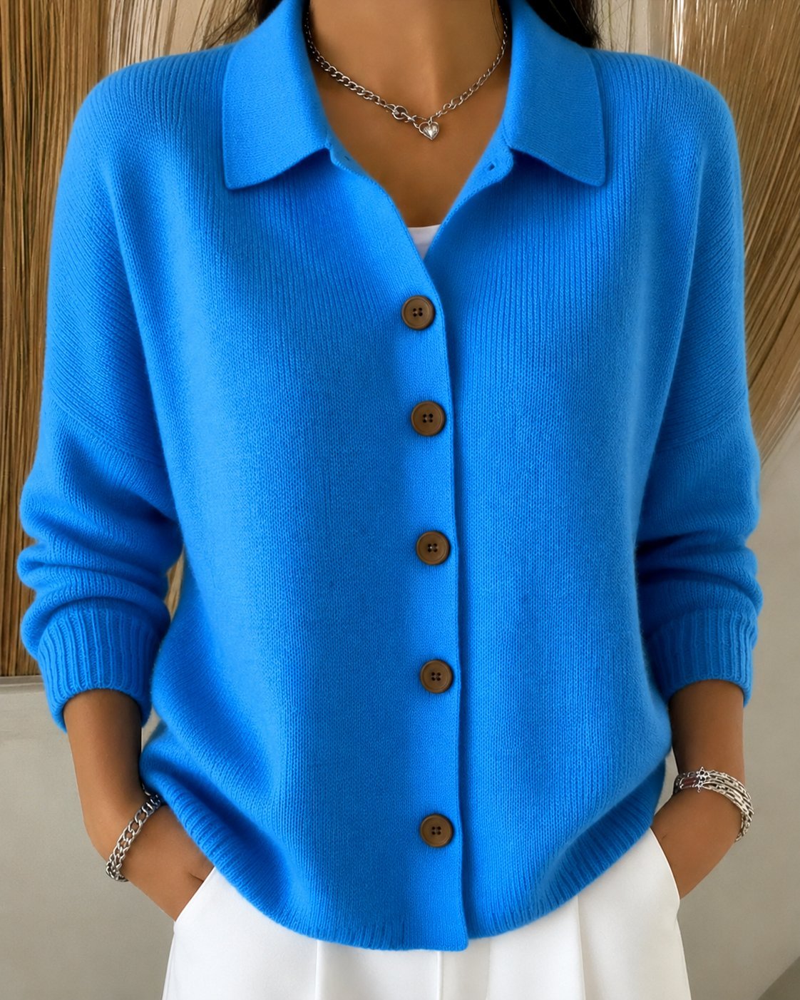 Women's Oversized Knit Cardigan - Blue