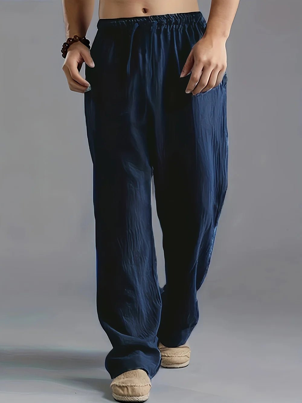 Men's Wide-Leg Trousers - Navy Blue