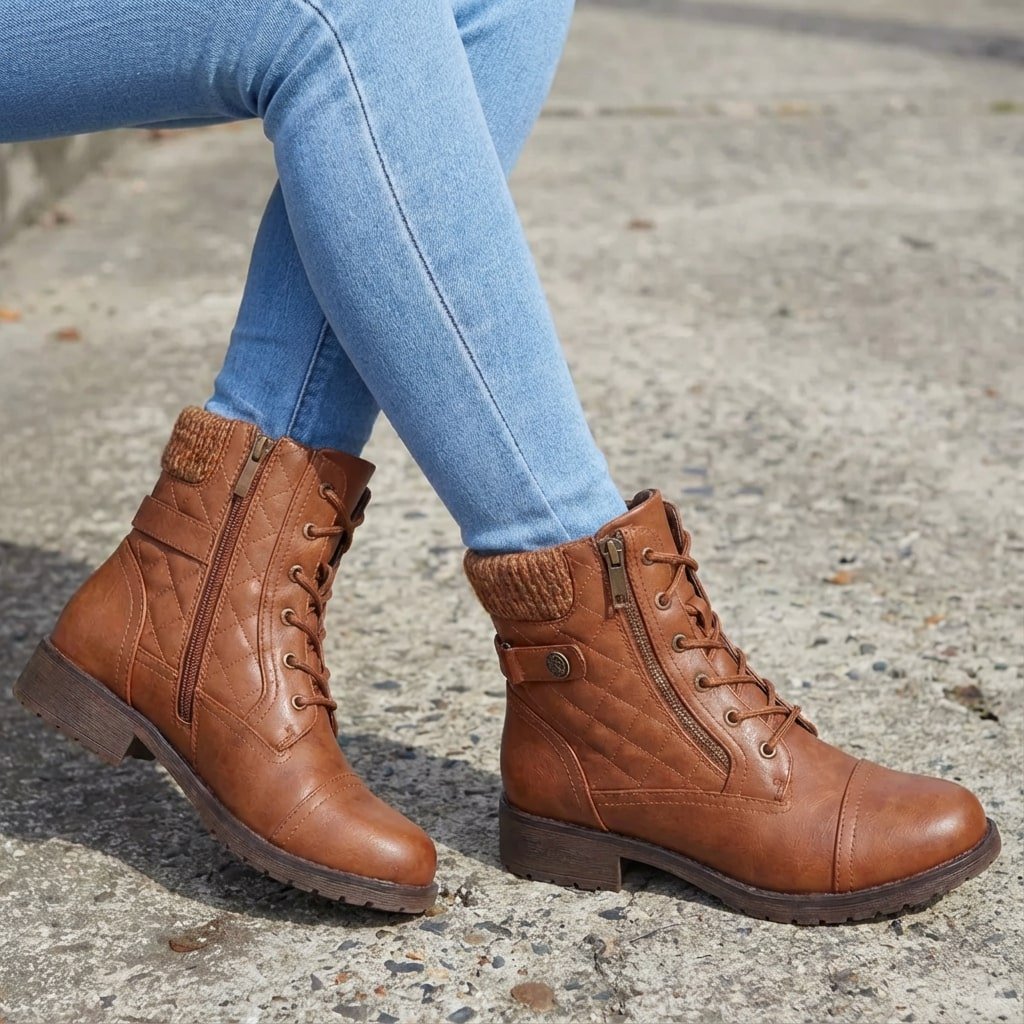 Women's Quilted Faux Leather Ankle Boots