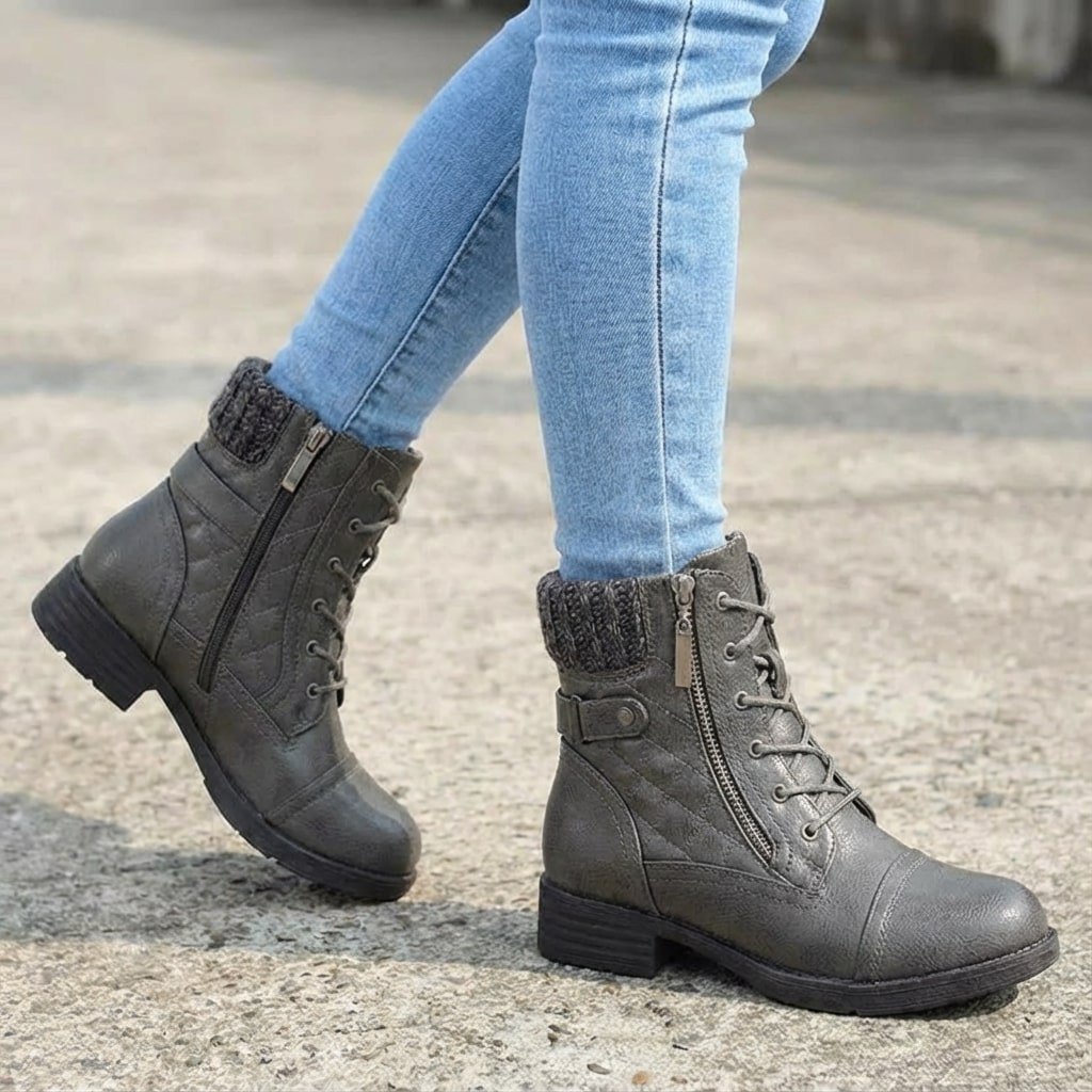 Women's Quilted Faux Leather Ankle Boots