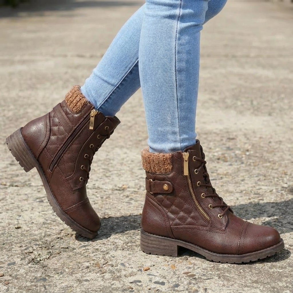 Women's Quilted Faux Leather Ankle Boots