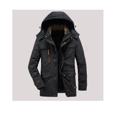 Men's Hooded Parka Jacket - Black