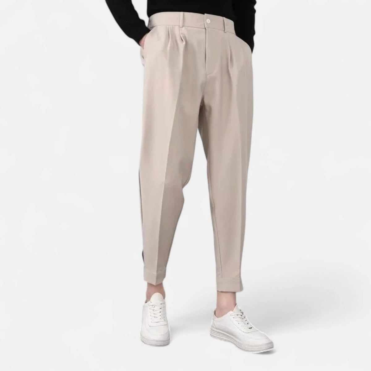 Men's Pleated Cropped Trousers