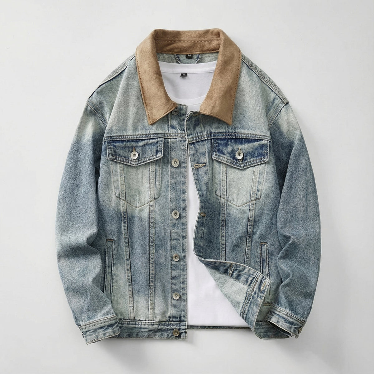 Men's Faded Denim Trucker Jacket