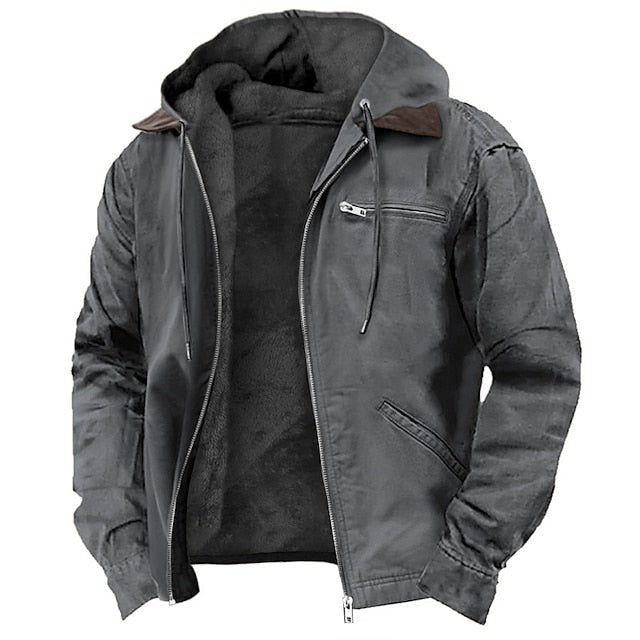 Men's Hooded Fleece Jacket - Gray