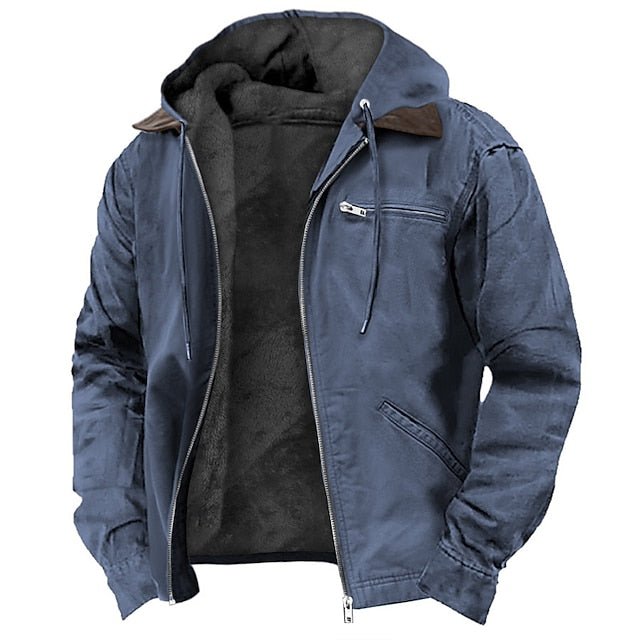 Men's Hooded Fleece Jacket - Blue