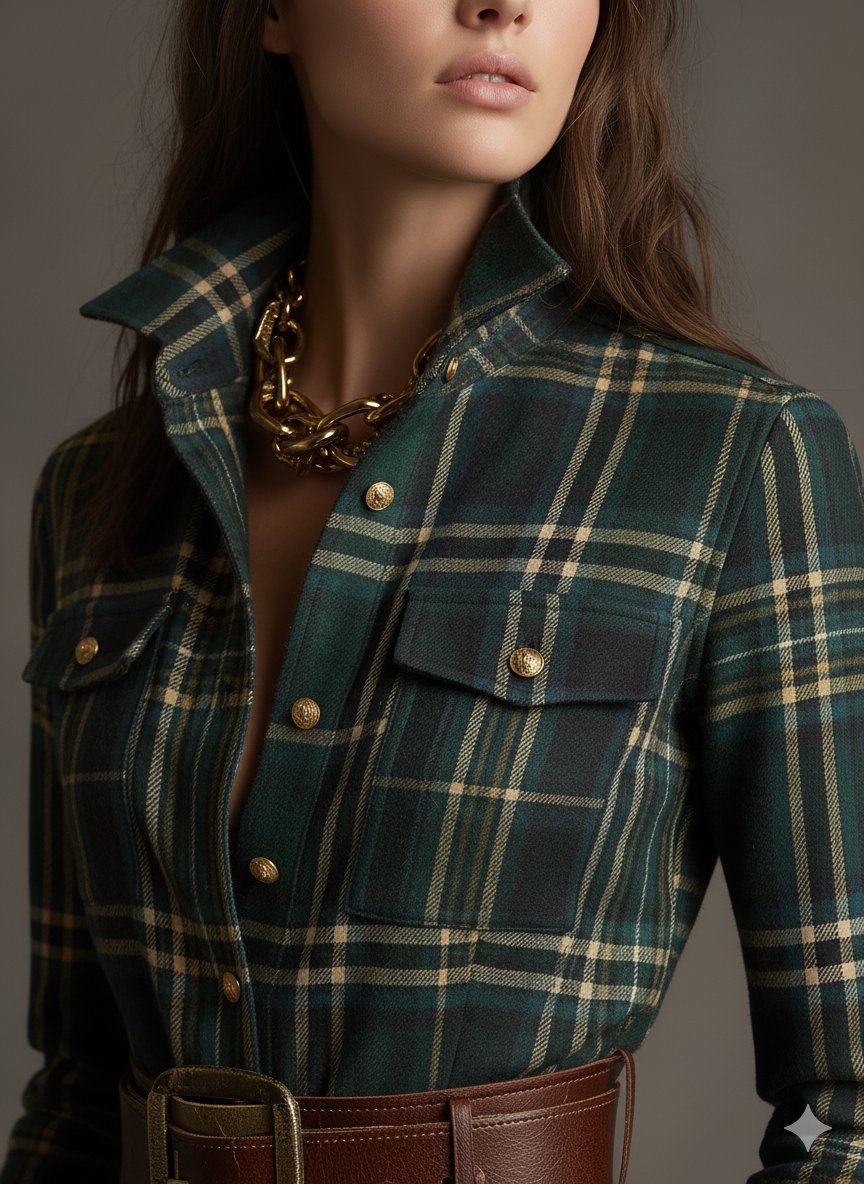 Women's Long Sleeve Plaid Maxi Shirt Dress
