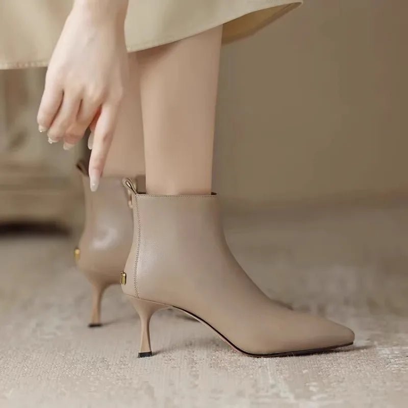 Women's Pointed-Toe Leather Ankle Boots
