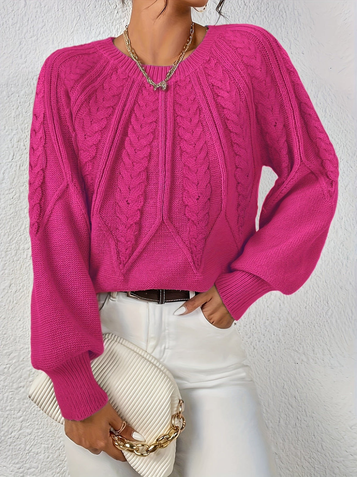 Women's Cropped Cable Knit Jumper