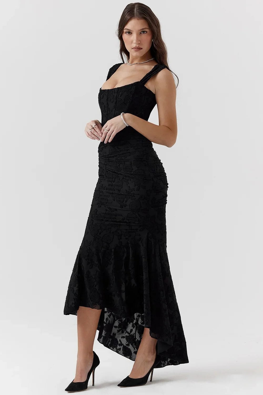 Women's Floral Bodycon Square Neck Dress