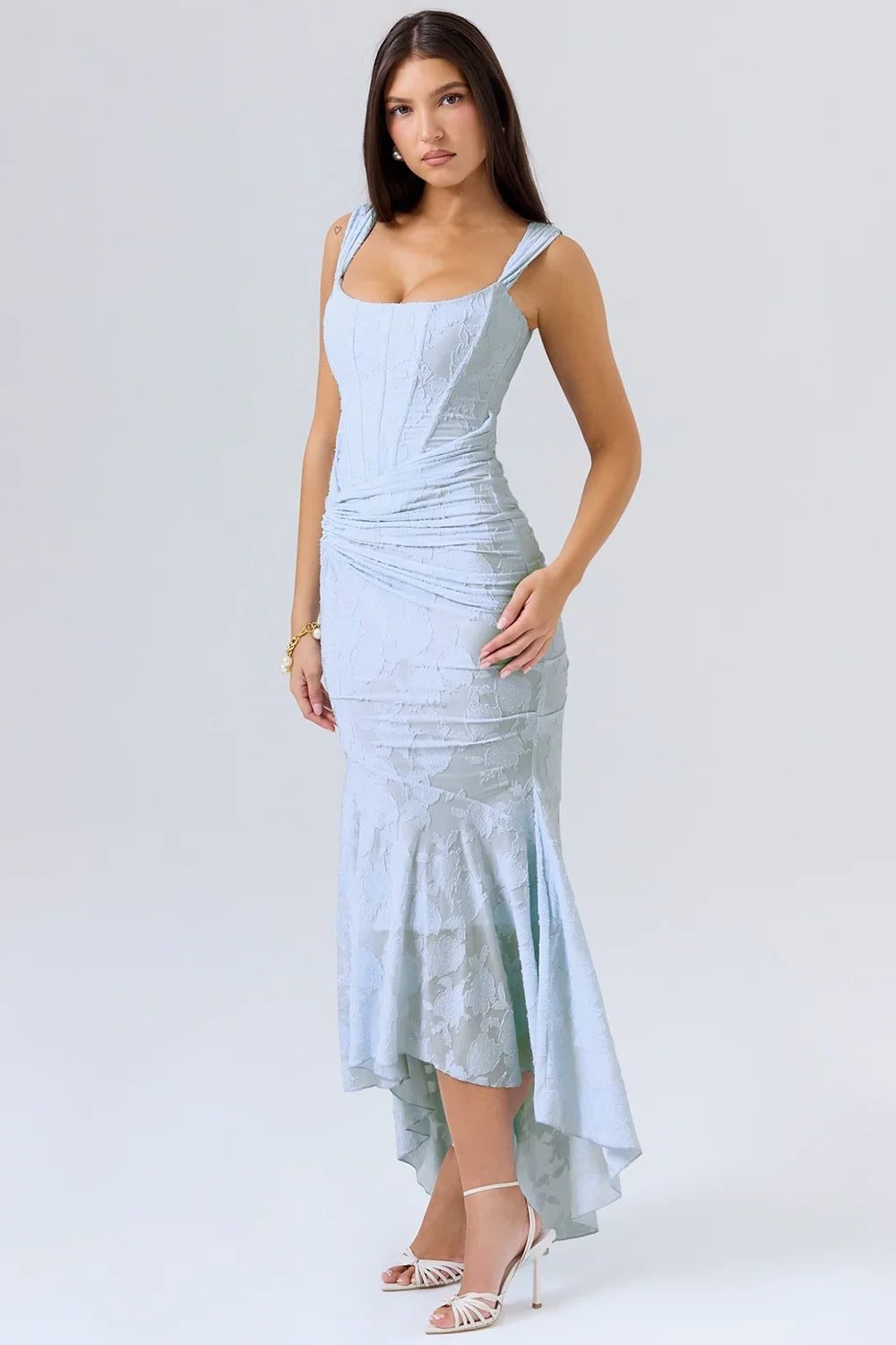 Women's Floral Bodycon Square Neck Dress