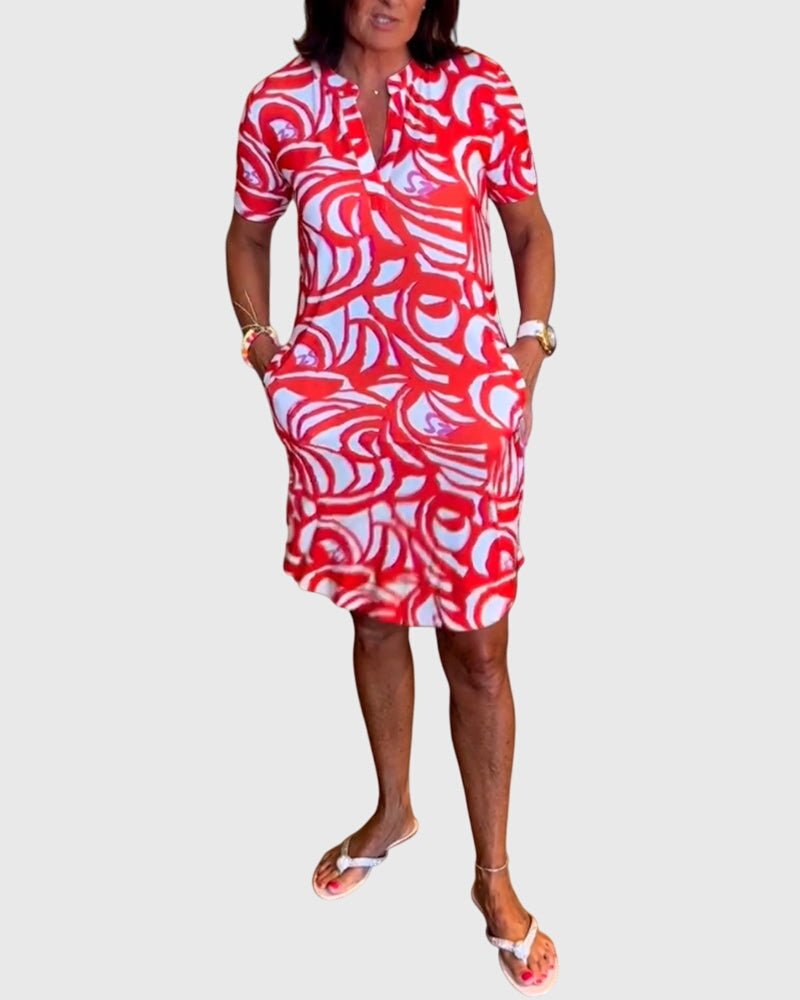 Women's Knit Shift Dress - Red