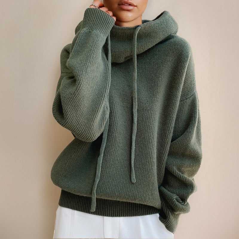 Women's Oversized Wool Hooded Jumper - Green