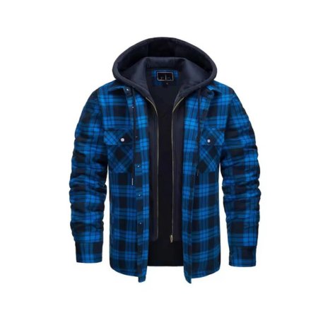 Men's Plaid Flannel Hooded Jacket