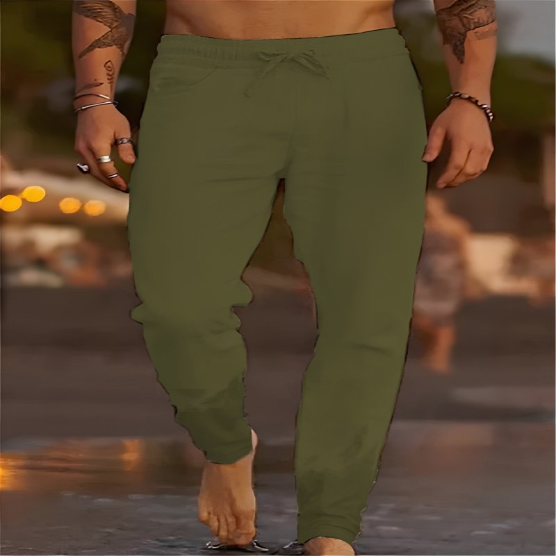 Men's Beach Drawstring Trousers - Green
