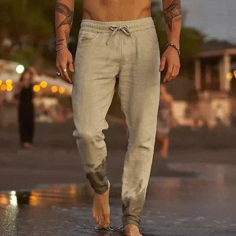 Men's Beach Drawstring Trousers - Khaki