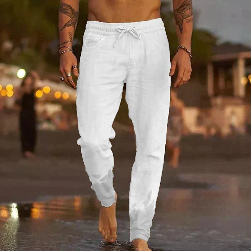 Men's Beach Drawstring Trousers - White