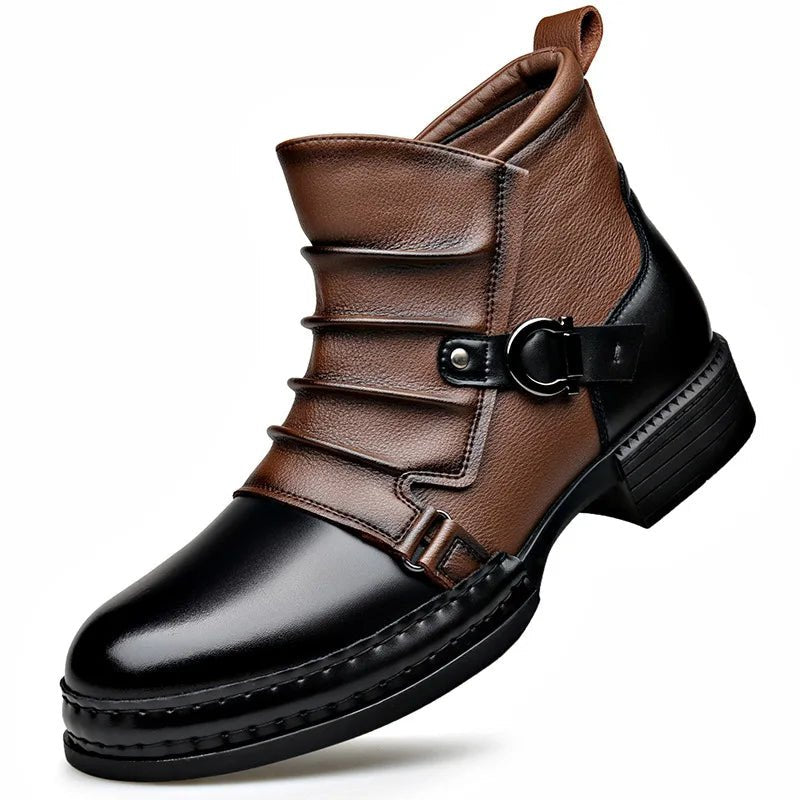 Men's Two-Tone Leather Ankle Boots