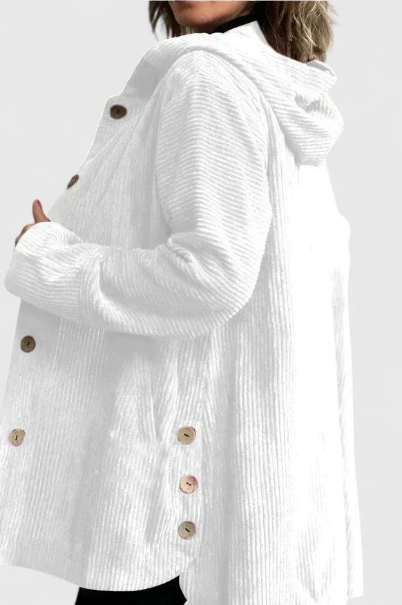 Women's Hooded Corduroy Jacket - White