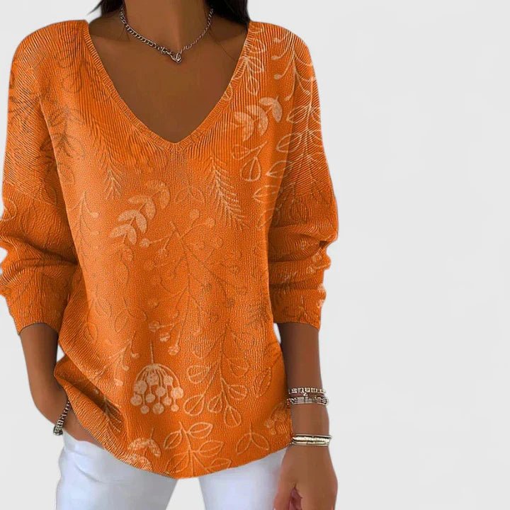 Women's Floral Oversized V-Neck Jumper