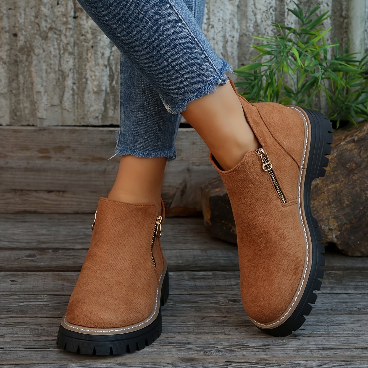 Women's Leopard Ankle Boots - Brown