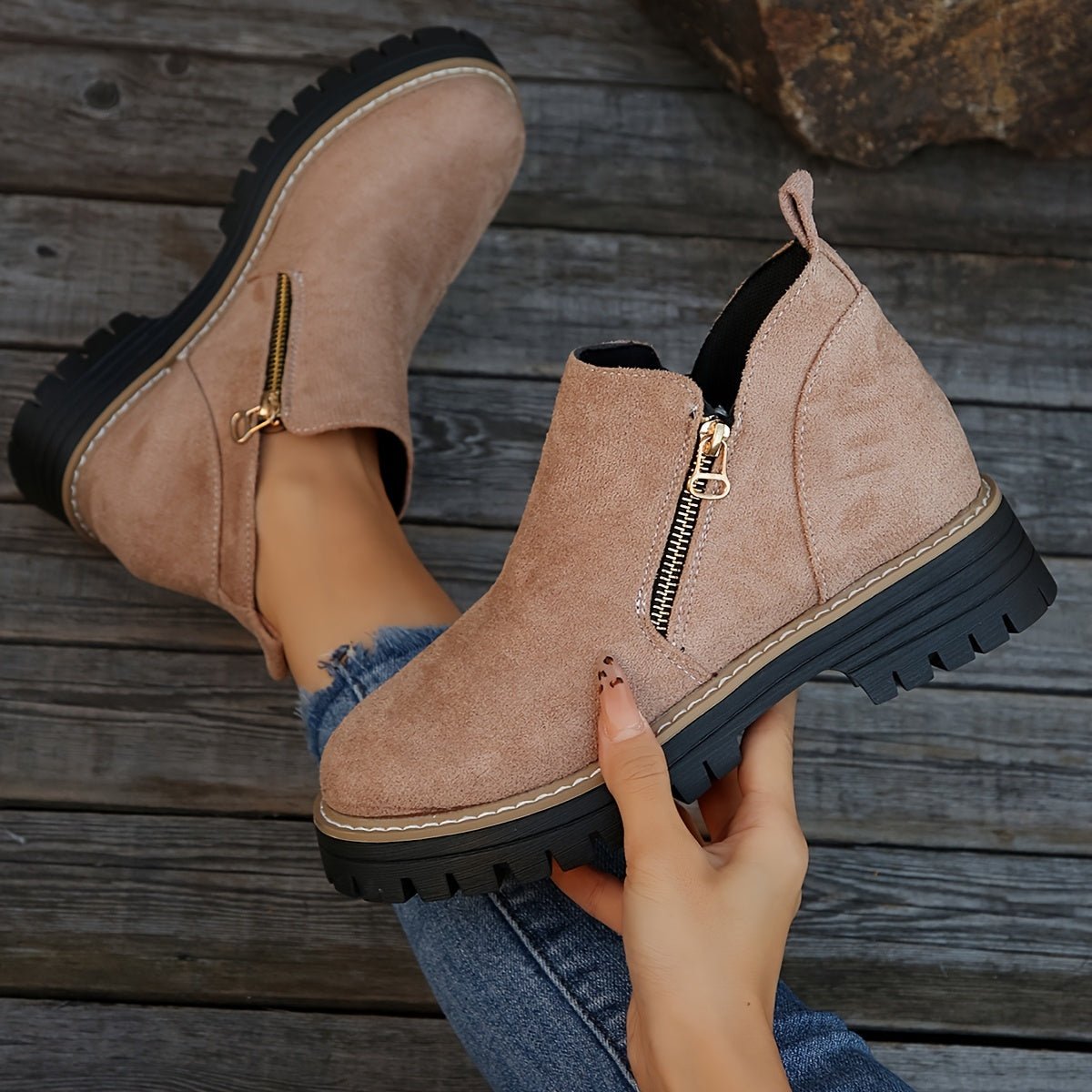 Women's Leopard Ankle Boots - Pink