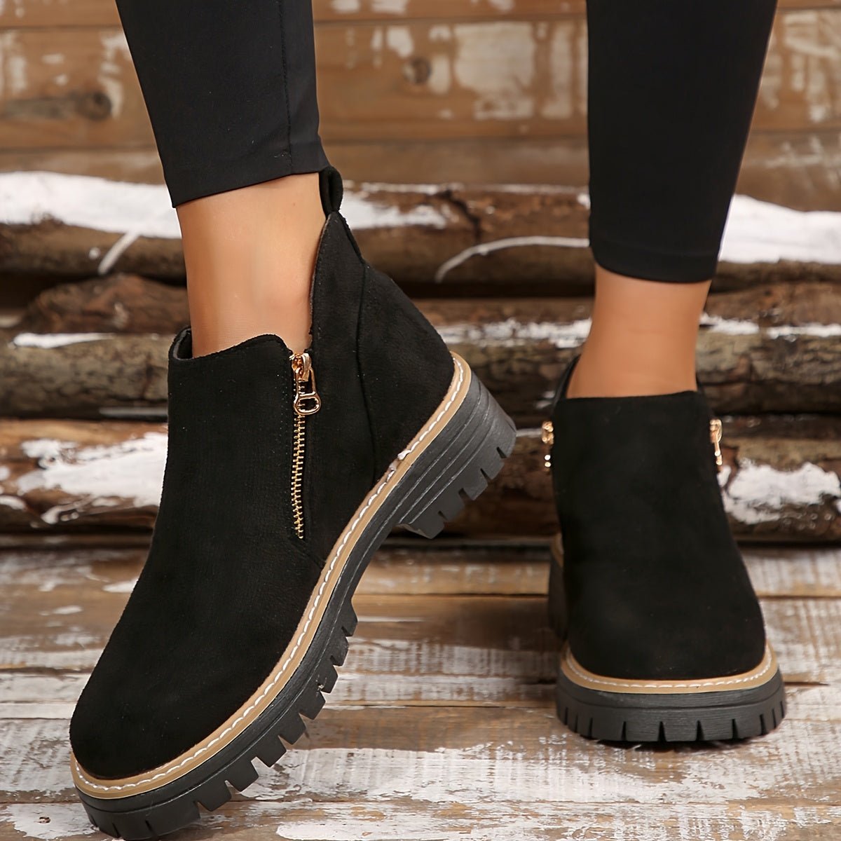 Women's Leopard Ankle Boots - Black