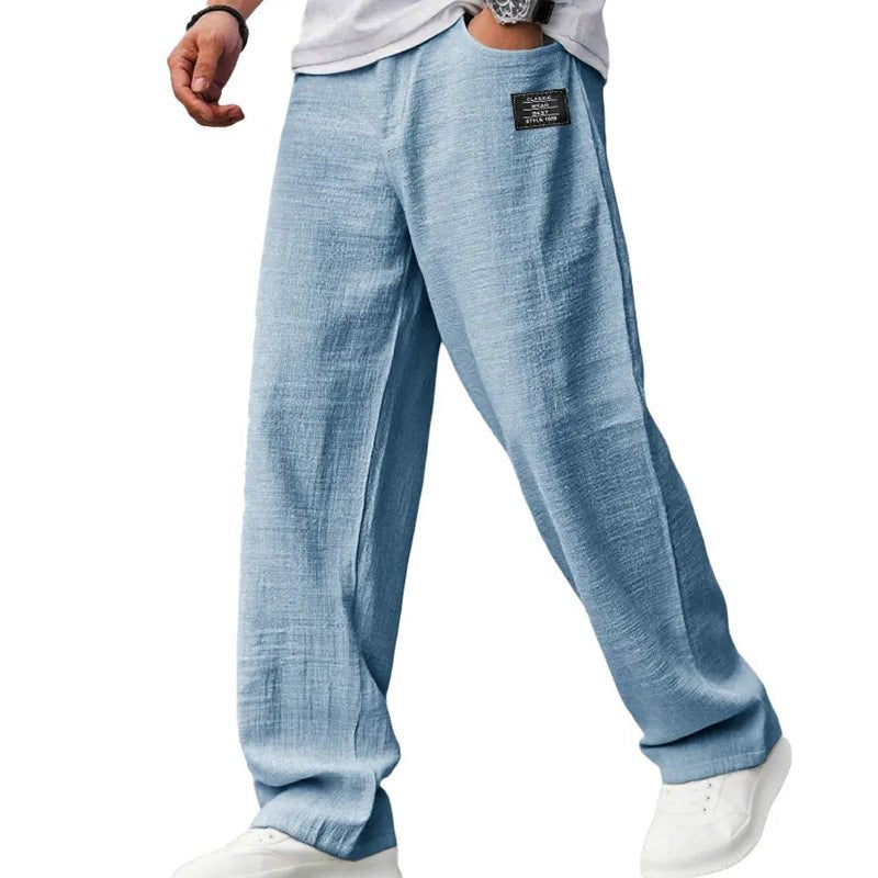 Men's Wide-Leg Trousers - Light Blue