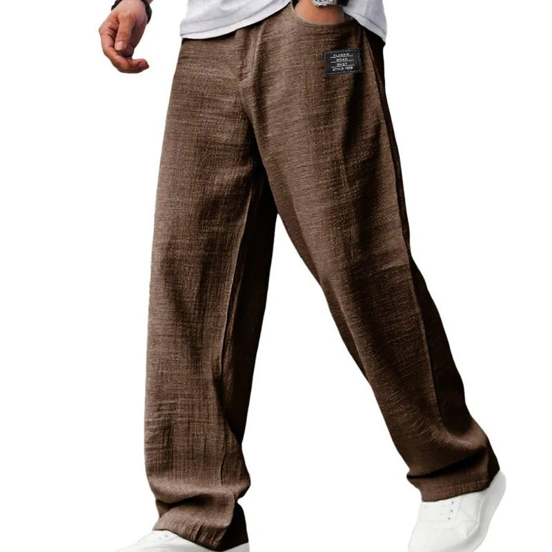 Men's Wide-Leg Trousers - Brown