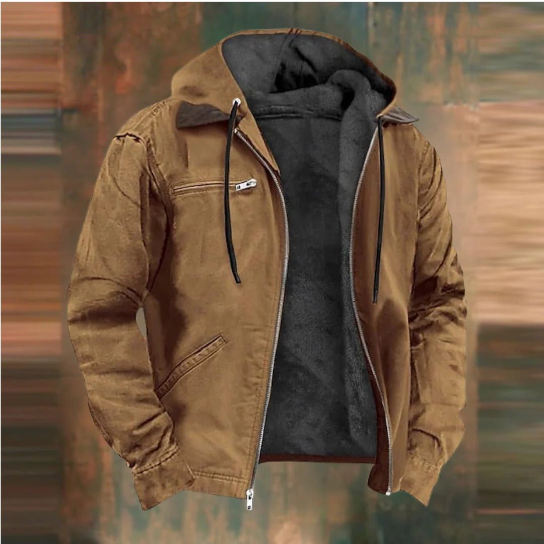 Men's Hooded Utility Jacket - Brown