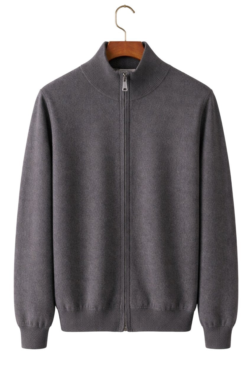 Men's Mockneck Wool-Blend Cardigan - Graphite Slate