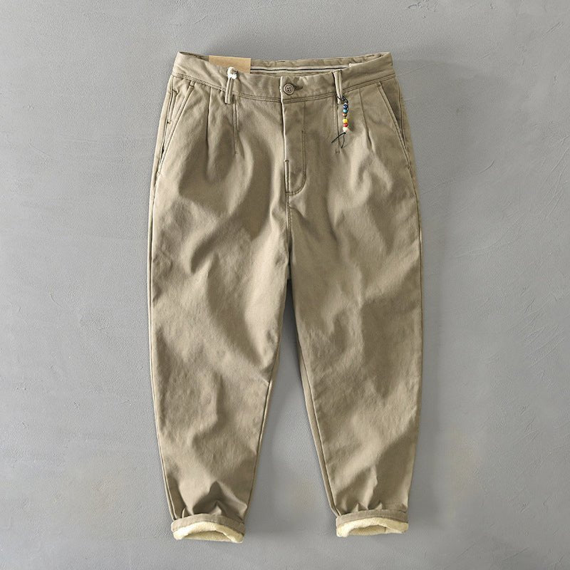 Men's Tapered Harem Chino Trousers - Beige