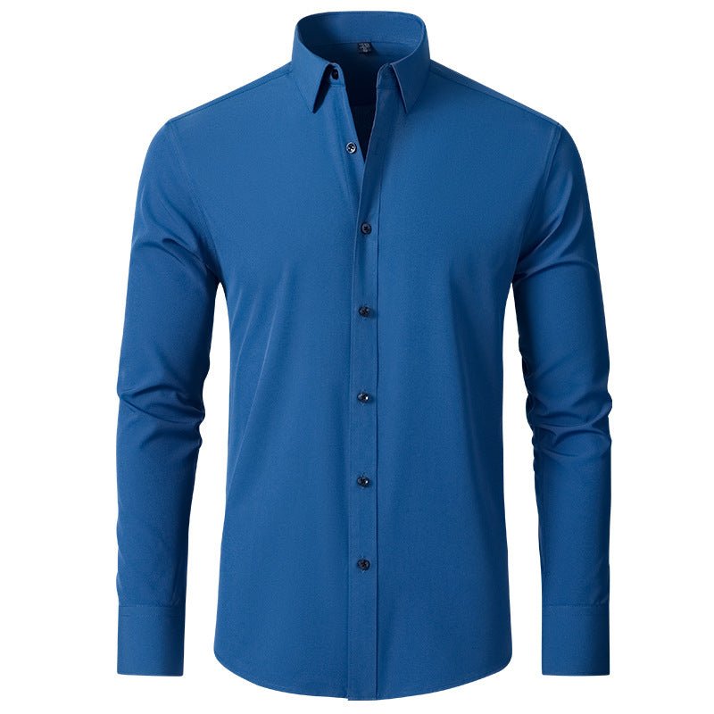 Men's Long Sleeve Slim Dress Shirt - Deep Blue