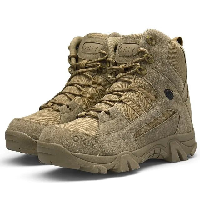 Men's Suede Combat Boots - Brown