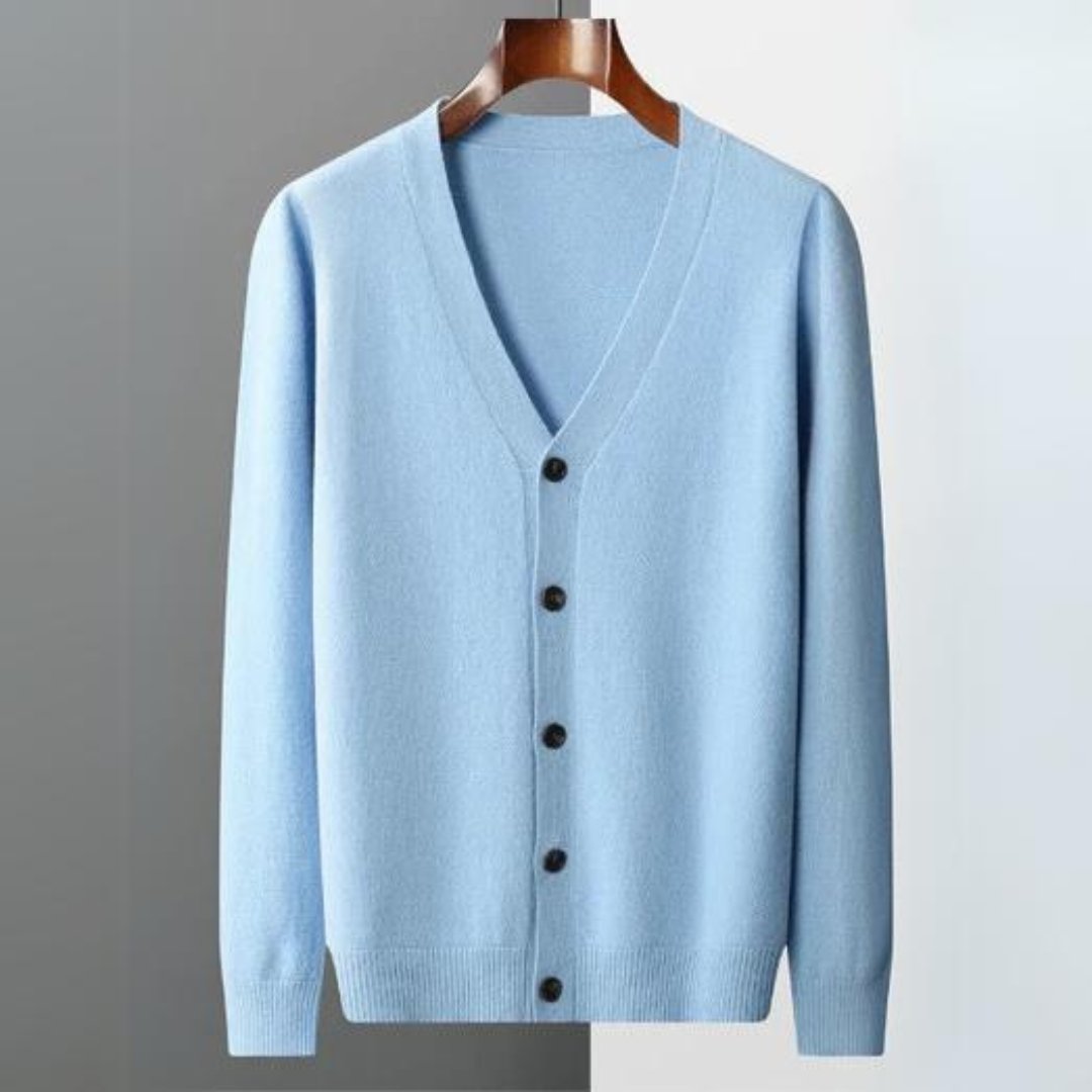 Men's V-Neck Wool Cardigan