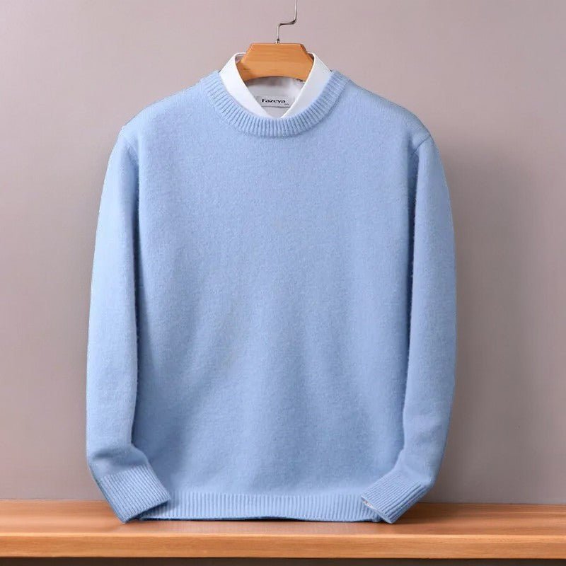 Men's Wool Crewneck Jumper - Sky Blue
