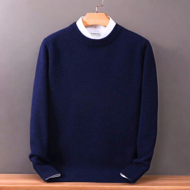Men's Wool Crewneck Jumper - Navy