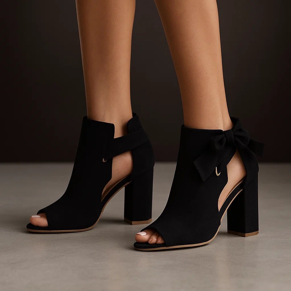 Women's Peep-Toe Faux Suede Booties