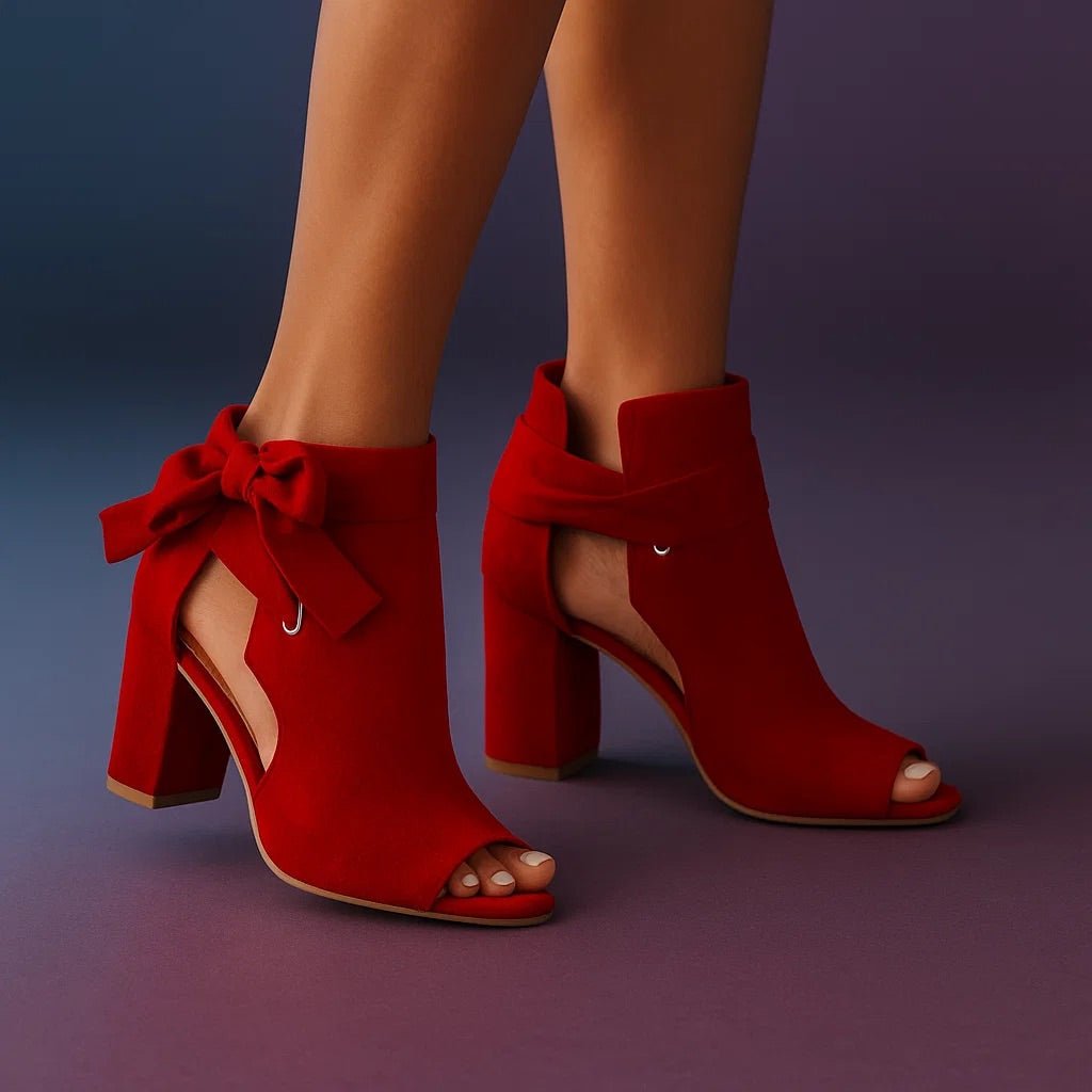 Women's Peep-Toe Faux Suede Booties