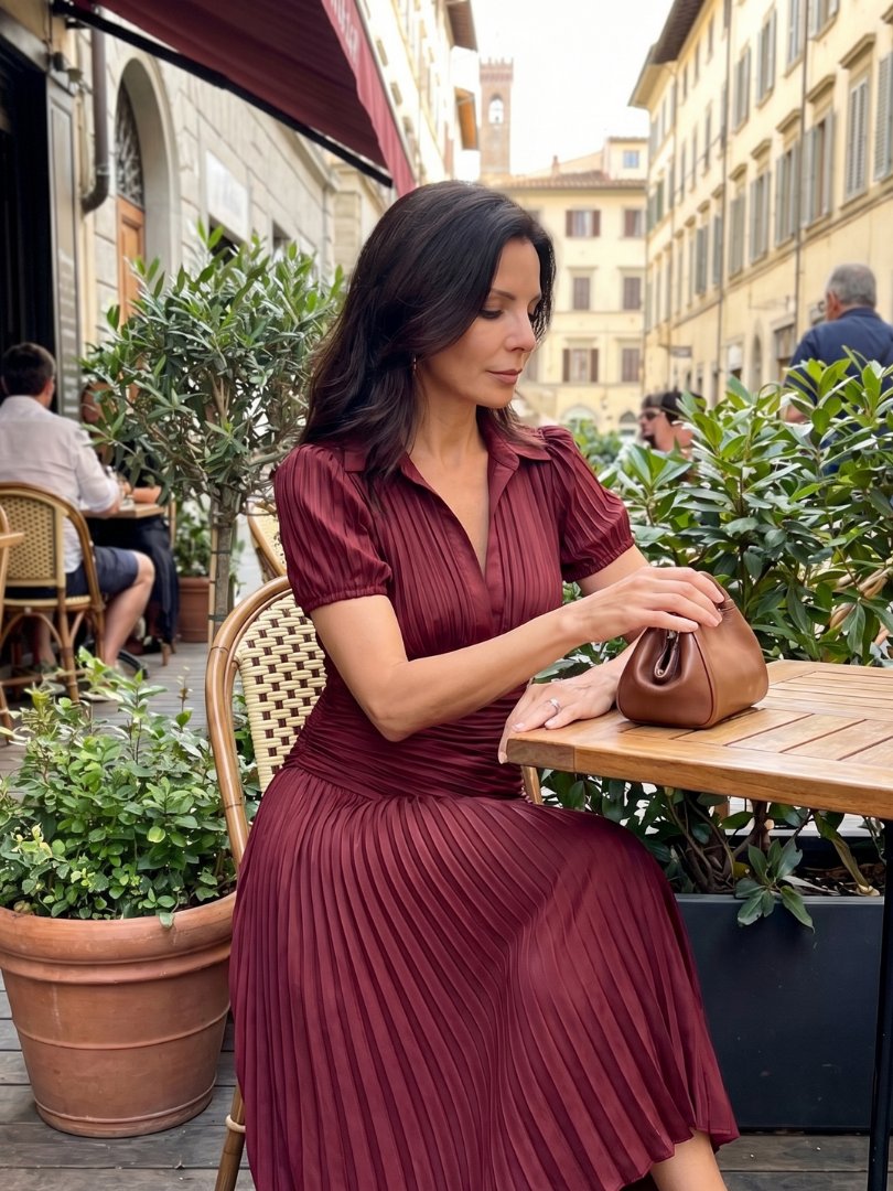 Women's Striped Satin Midi Dress