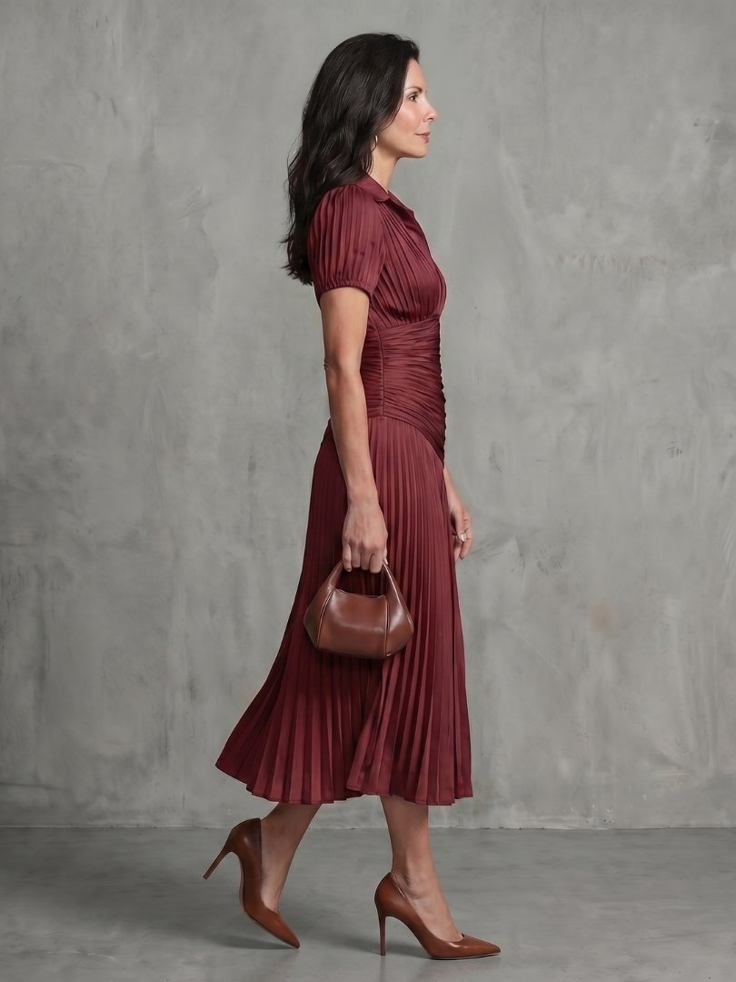 Women's Striped Satin Midi Dress