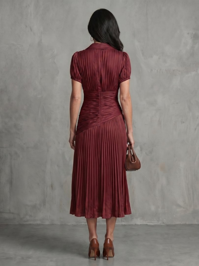 Women's Striped Satin Midi Dress