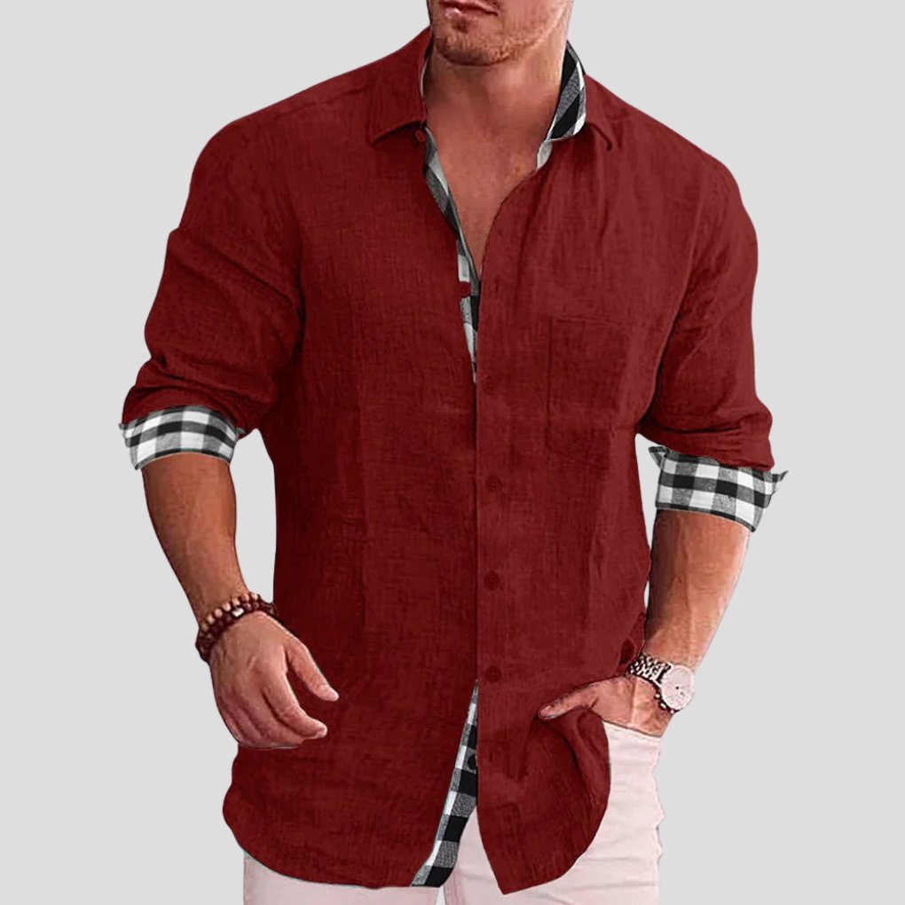 Men's Long-Sleeve Flannel Shirt - Red
